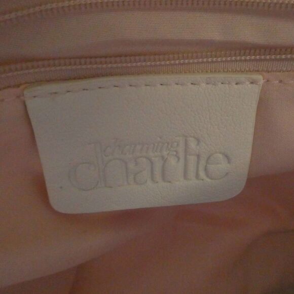 Charming Charlie Chain Handle Quilted Caviar Off White Satchel Purse Handbag - Picture 6 of 7